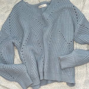 Moon & Madison Powder Blue Cropped Knit Pullover Sweater